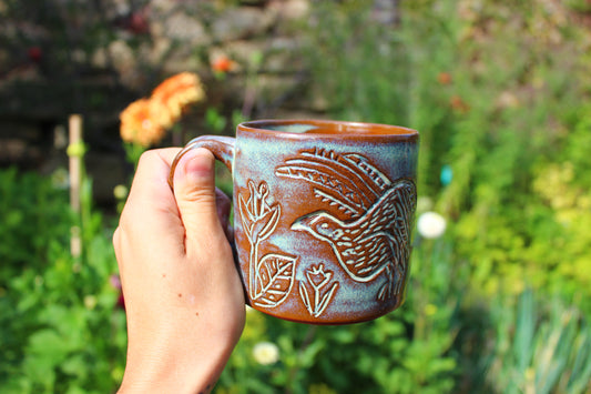 Bird Carved Mug