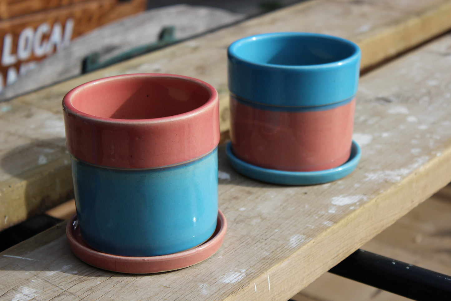 Pink and Blue Plant pot